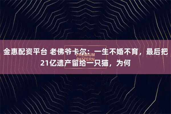金惠配资平台 老佛爷卡尔：一生不婚不育，最后把21亿遗产留给一只猫，为何